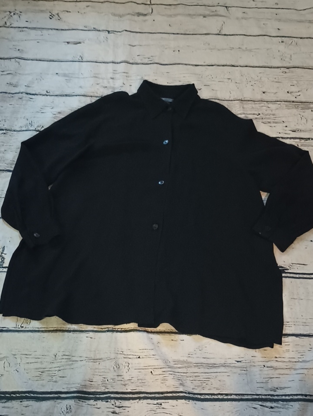 Lafayette 148 Vintage Black Long Sleeve Lightweight Wool Button Down Shirt 12